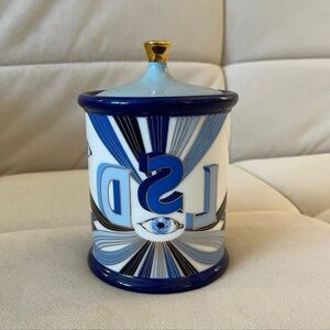 Jonathan Adler Blue and Gold Ceramic Art Jar